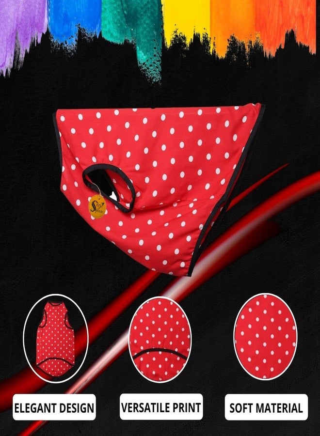 سايج سكوير تيشيرت للكلاب من Sage Square، مصنوع من خامة ناعمة ومرنة | تصميم عصري وجذاب للحيوانات الأليفة | خفيف الوزن وناعم | ملابس مريحة وجيدة التهوية للكلاب | طقم صدرية أنيق (مقاس كبير - 22 بوصة، لون أحمر منقط) - Image 3